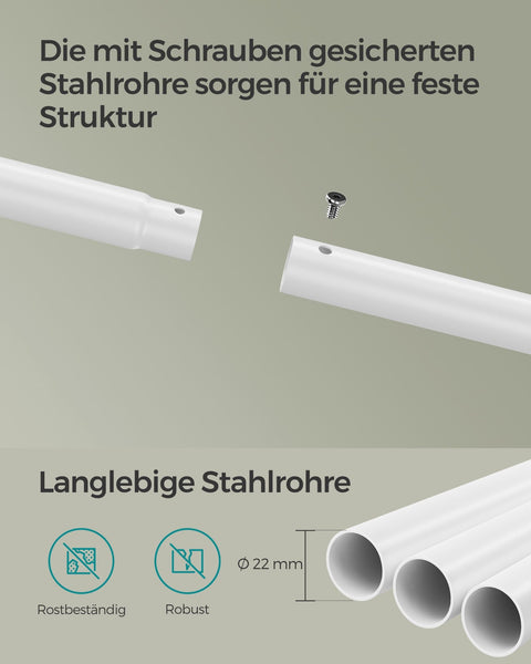 Rootz Clothes Rack on Wheels - Garment Organizer - Rolling Wardrobe - Durable Steel - 39.6 x 98.5 x 156.8 cm - White- Brown