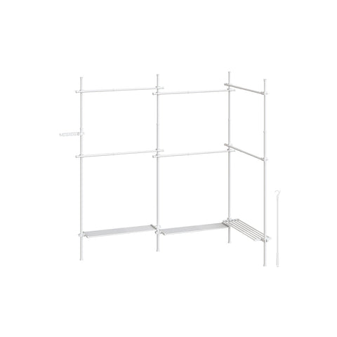 Rootz Clothes Rack Ceiling High - Garment Organizer - Hanging Wardrobe - Steel Frame - Adjustable Dimensions - 33.5cm x (240-353)cm x (208-310)cm