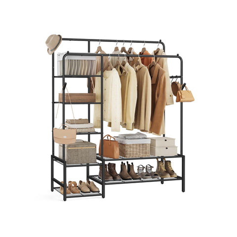 Rootz Steel Clothing Staircase - Black Wardrobe Organizer - Garment Rack - 150 kg Capacity - 45 x 115.8 x 172.8 cm
