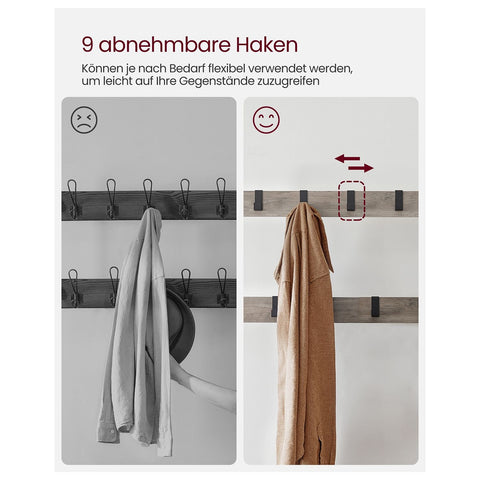 Rootz Coat Stand with 9 Hooks - Wardrobe Organizer - Entryway Organizer - Chipboard and Steel Construction - 32cm x 70cm x 175cm