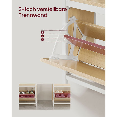 Rootz Coat Stand with Shoe Cabinet - Hallway Organizer - Entryway Storage - Space-saving Solution - Brown-White - 30cm x 85cm x 180cm