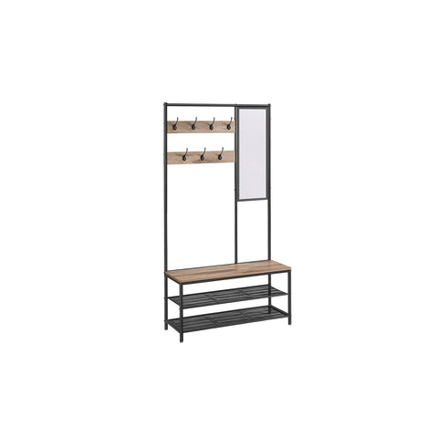 Rootz Wardrobe Storage System - Coat Rack - Clothes Organizer - Chipboard & Steel - 35cm x 98cm x 180cm - Camel Brown Ink Black