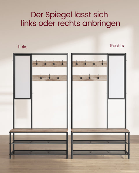 Rootz Wardrobe Storage System - Coat Rack - Clothes Organizer - Chipboard & Steel - 35cm x 98cm x 180cm - Camel Brown Ink Black