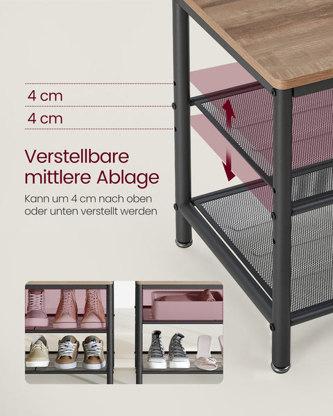 Rootz Industrial Clothes Rack - Garment Stand - Coat Hanger - Stylish Organizing - 35 x 98 x 180 cm - Camel Brown Ink Black