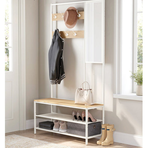 Rootz Oak White Wardrobe - Closet Organizer - Storage Cabinet - Chipboard and Steel - 35cm x 98cm x 180cm - Heavy-Duty - Easy Assembly - Spacious Storage