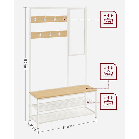 Rootz Oak White Wardrobe - Closet Organizer - Storage Cabinet - Chipboard and Steel - 35cm x 98cm x 180cm - Heavy-Duty - Easy Assembly - Spacious Storage