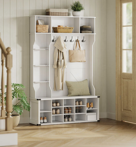 Rootz Clothing Rack - Wardrobe Stand - Garment Organizer -  White Finish - 40x130x200cm - Sturdy Wooden Chipboard & Steel Construction