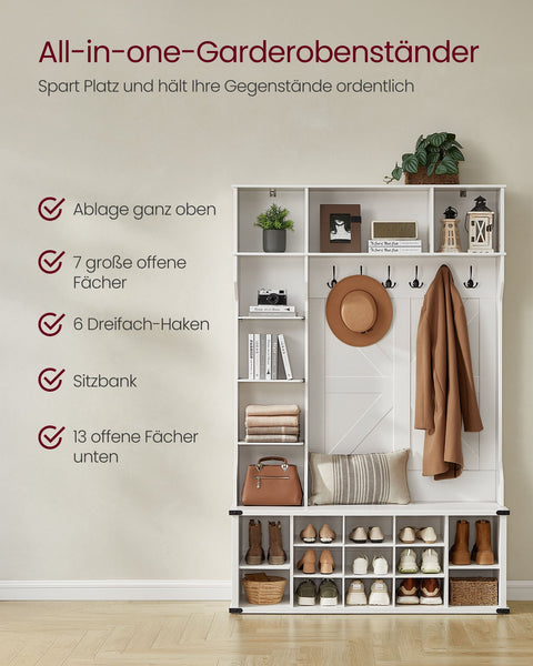 Rootz Clothing Rack - Wardrobe Stand - Garment Organizer -  White Finish - 40x130x200cm - Sturdy Wooden Chipboard & Steel Construction