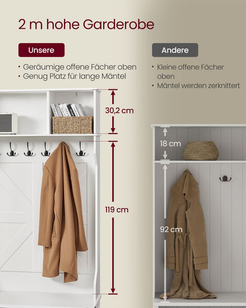 Rootz Clothing Rack - Wardrobe Stand - Garment Organizer -  White Finish - 40x130x200cm - Sturdy Wooden Chipboard & Steel Construction