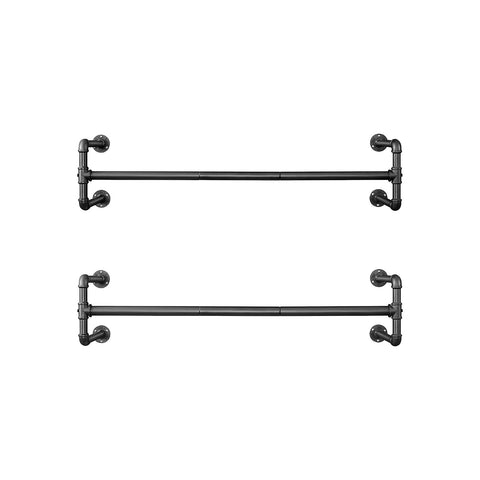 Rootz 2 Piece Wall Clothes Bars Set - Hanging Rails - Garment Organizers - 60kg Load Capacity - 110cm x 30cm x 29.3cm