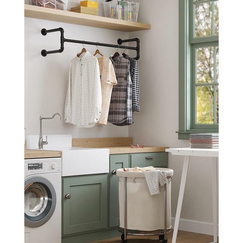 Rootz 2 Piece Wall Clothes Bars Set - Hanging Rails - Garment Organizers - 60kg Load Capacity - 110cm x 30cm x 29.3cm