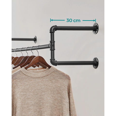 Rootz 2 Piece Set Clothes Rails - Hanging Rods - Wall-Mounted Racks - Ideal for Maximizing Space - 110cm x 30cm x 29.3cm