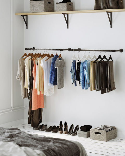 Rootz Wall Mounted Clothes Rails - Coat Racks - Garment Hangers - Steel Construction - Easy Installation - 92cm x 30cm x 7.5cm