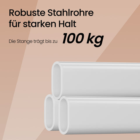 Rootz Heavy-Duty Clothing Rack - Wardrobe Stand - Rollable Clothes Rail - Max Load 100kg - Steel & PP - 45x(92-132)x161.5cm - White