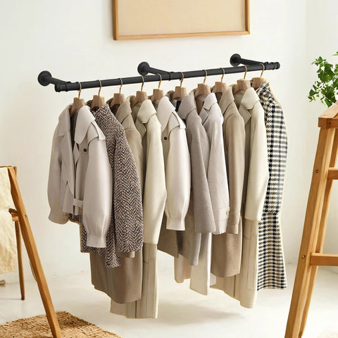 Rootz Clothes Rack Wall Mounted - Garment Rail - Storage Solution - Space-Saving - 30.4cm x 170cm x 7cm
