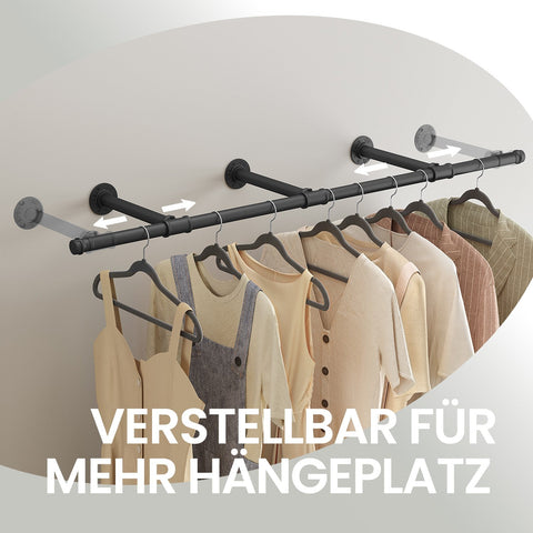 Rootz Clothes Rack Wall Mounted - Garment Rail - Storage Solution - Space-Saving - 30.4cm x 170cm x 7cm