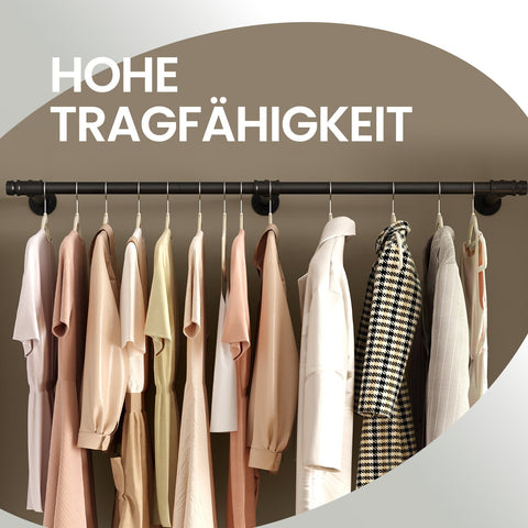 Rootz Clothes Rack Wall Mounted - Garment Rail - Storage Solution - Space-Saving - 30.4cm x 170cm x 7cm