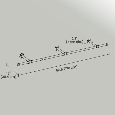 Rootz Clothes Rack Wall Mounted - Garment Rail - Storage Solution - Space-Saving - 30.4cm x 170cm x 7cm