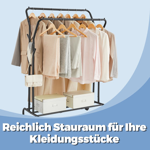 Rootz Rolling Clothing Rack - Clothes Rod - Garment Stand - High Capacity - 52.5cm x 103.5cm x 155cm