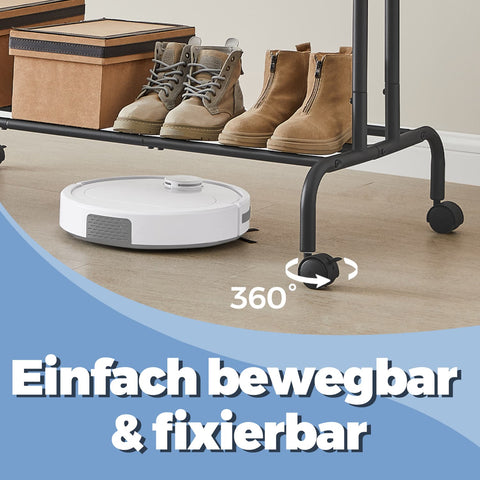 Rootz Rolling Clothing Rack - Clothes Rod - Garment Stand - High Capacity - 52.5cm x 103.5cm x 155cm