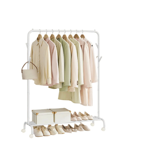 Rootz Clothing Rack on Rolls - Clothes Rail - Cloakroom Rod - 50kg Load Capacity - 41 x 103.5 x 155cm