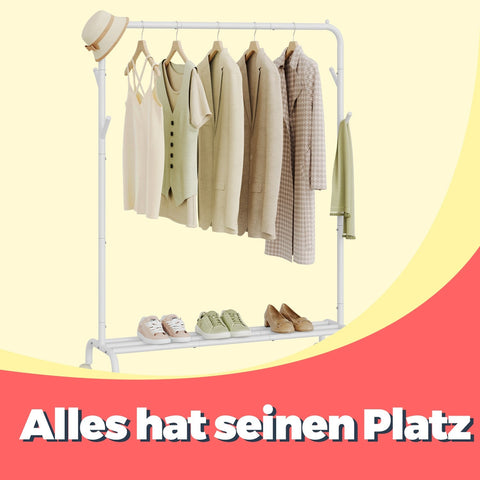 Rootz Clothing Rack on Rolls - Clothes Rail - Cloakroom Rod - 50kg Load Capacity - 41 x 103.5 x 155cm