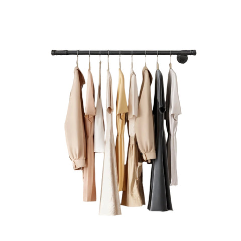 Rootz Wall Mounted Clothing Rail - Clothes Rack - Industrial Design - Space-Saving - 30 x 84 x 7 cm