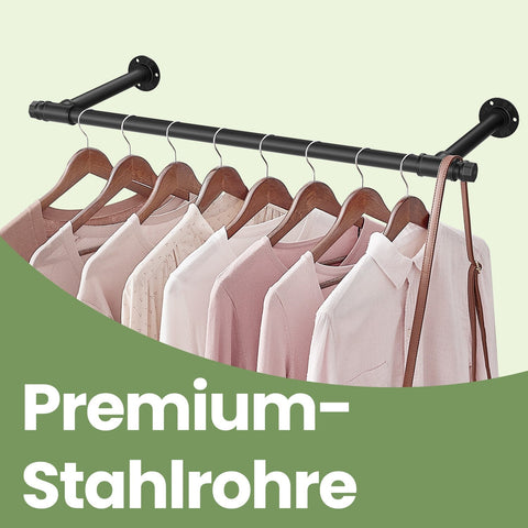 Rootz Wall Mounted Clothing Rail - Clothes Rack - Industrial Design - Space-Saving - 30 x 84 x 7 cm