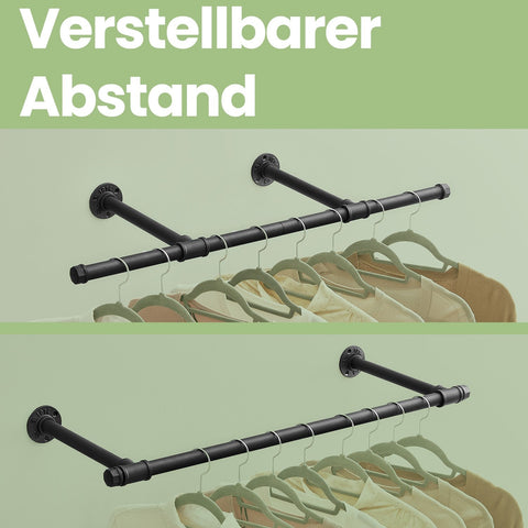 Rootz Wall Mounted Clothing Rail - Clothes Rack - Industrial Design - Space-Saving - 30 x 84 x 7 cm