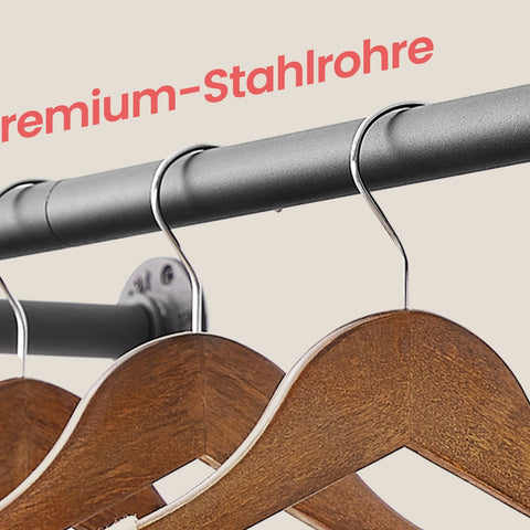 Rootz Black Steel Clothes Rail Set - Garment Rack - Hanging Organizer - Durable Design - 30cm x 84cm x 7cm