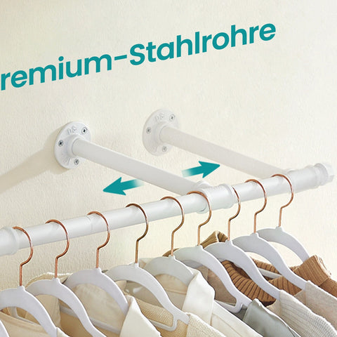 Rootz Steel Clothes Rail Set - Wardrobe Rod - Garment Hanger - Durable Steel - 30cm x 84cm x 7cm