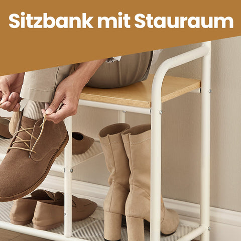 Rootz Cloakroom Stand - Clothes Rack - 9 Hooks - Space-Saving Design - 30cm x 85cm x 180.5cm - Oak Color White