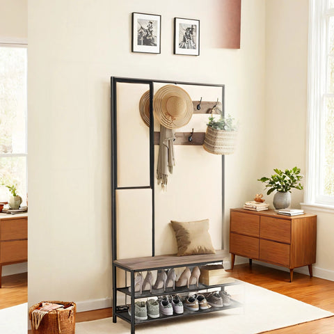 Rootz Wooden Chipboard Cloakroom - Wardrobe Organizer - Steel Construction - Space-Saving - 35cm x 98cm x 180cm