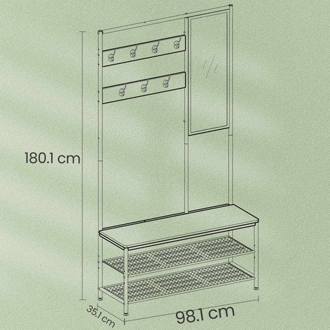 Rootz Wooden Chipboard Cloakroom - Wardrobe Organizer - Steel Construction - Space-Saving - 35cm x 98cm x 180cm