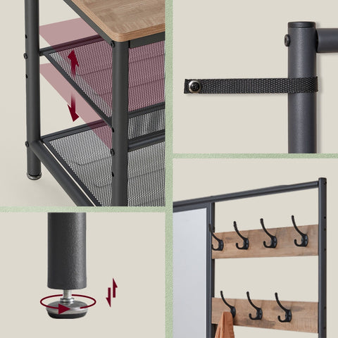 Rootz Wooden Chipboard Cloakroom - Wardrobe Organizer - Steel Construction - Space-Saving - 35cm x 98cm x 180cm