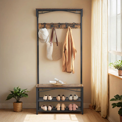 Rootz Cloakroom Stand - Wardrobe Rack - Hallway Organizer - Space Saver - 80cm x 178.5cm x 30cm