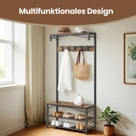 Rootz Cloakroom Stand - Wardrobe Rack - Hallway Organizer - Space Saver - 80cm x 178.5cm x 30cm