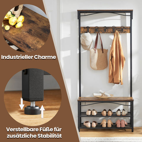 Rootz Cloakroom Stand - Wardrobe Rack - Hallway Organizer - Space Saver - 80cm x 178.5cm x 30cm