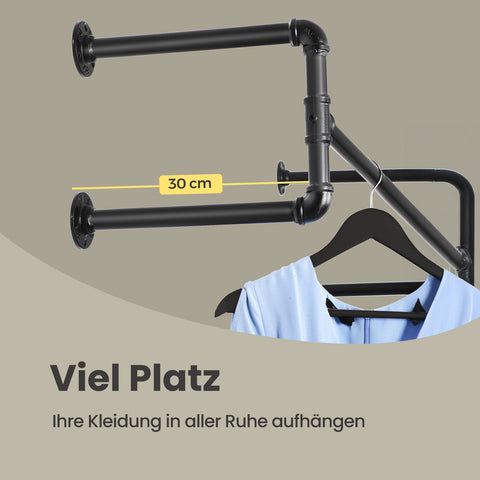 Rootz Wall Wardrobe Clothes Rail - Hanging Bar - Iron Rod - Space-saving Organization - 110cm x 30cm x 29.3cm