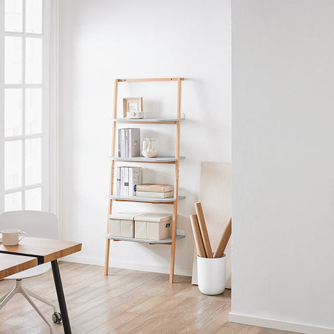 Rootz Ladder Shelf - Bookshelf - Storage Shelf - Space-Saving Design - 44x169x39cm