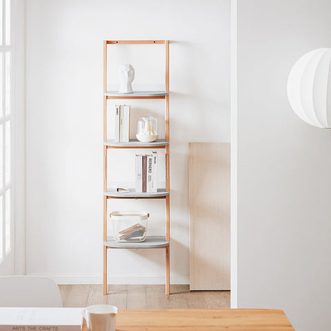 Rootz 44cm Wide Conductor Shelf - Bookshelf - Exhibition Shelf - MDF & Beech - Versatile Storage Solution - 44x169x39cm