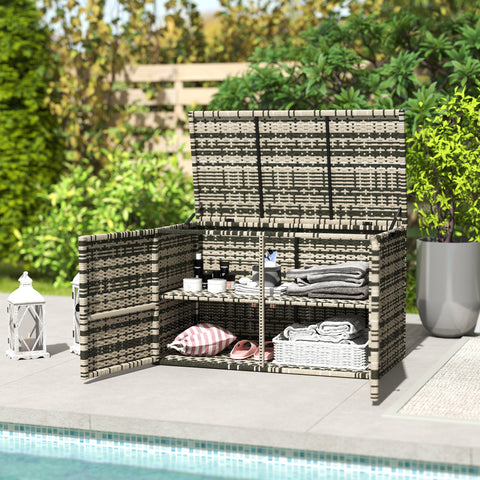 Rootz Rattan Edition Storage Box - Cushion Box - Garden Storage - Large Capacity - 118cm x 57cm x 69cm - Brown
