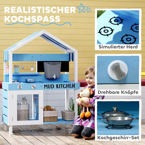 Rootz Outdoor Kids Kitchen Playset - Child's Kitchen - Mud Play Cooking Set - Promotes Creativity - 80cm x 36.5cm x 112cm