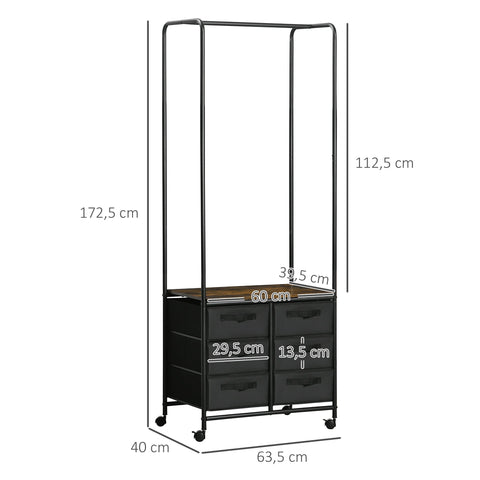 Rootz Industrial Clothes Rack - Wardrobe Organizer - Storage Unit - Space Saver - 63.5cm x 40cm x 172.5cm