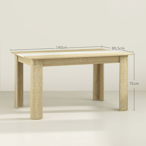 Rootz Dining Table - Kitchen Table - Dining Room Table - Seats 6 - Spacious & Stable - 140L x 89.5B x 75H cm