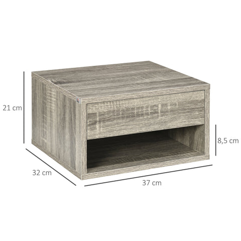 Rootz Set of 2 Wall-Night Tables - Bedside Table - Nightstand - Triple Storage Space - 37b x 32t x 21h cm