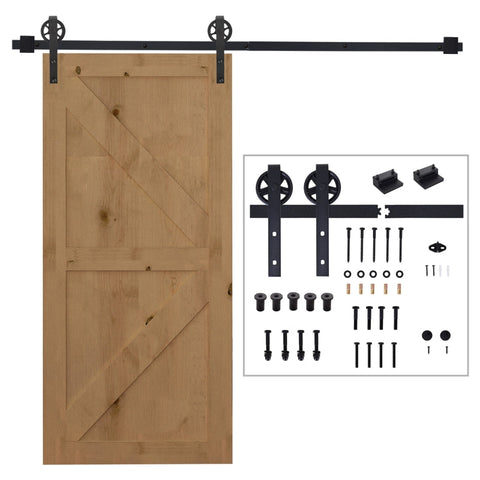Rootz Sliding Barn Door Kit - Carbon Steel - Rustic Style - For Wooden & Concrete Walls - 200cm x 4cm x 0.6cm