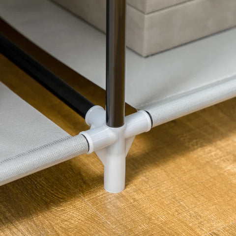 Rootz Fabric Cabinet - Cloth Cabinet - Closet Storage Solution - 6 Shelves - 1 Clothes Rail - Cupboard - Gray - 103L x 43W x 162.5H cm