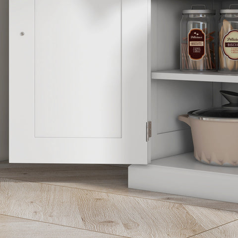 Rootz Kitchen Cabinet Buffet - Multi-Purpose Storage Unit - Adjustable Shelves - Durable Chipboard & MDF - 76.2cm x 40.2cm x 183cm - White