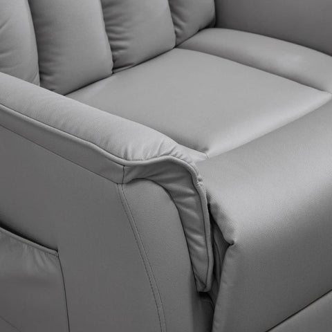 Rootz Stand-up Chair - Relaxation Chair - TV Chair - Including Cable Remote Control - 1 Side Pocket - Gray - 80 x 94 x 104 cm